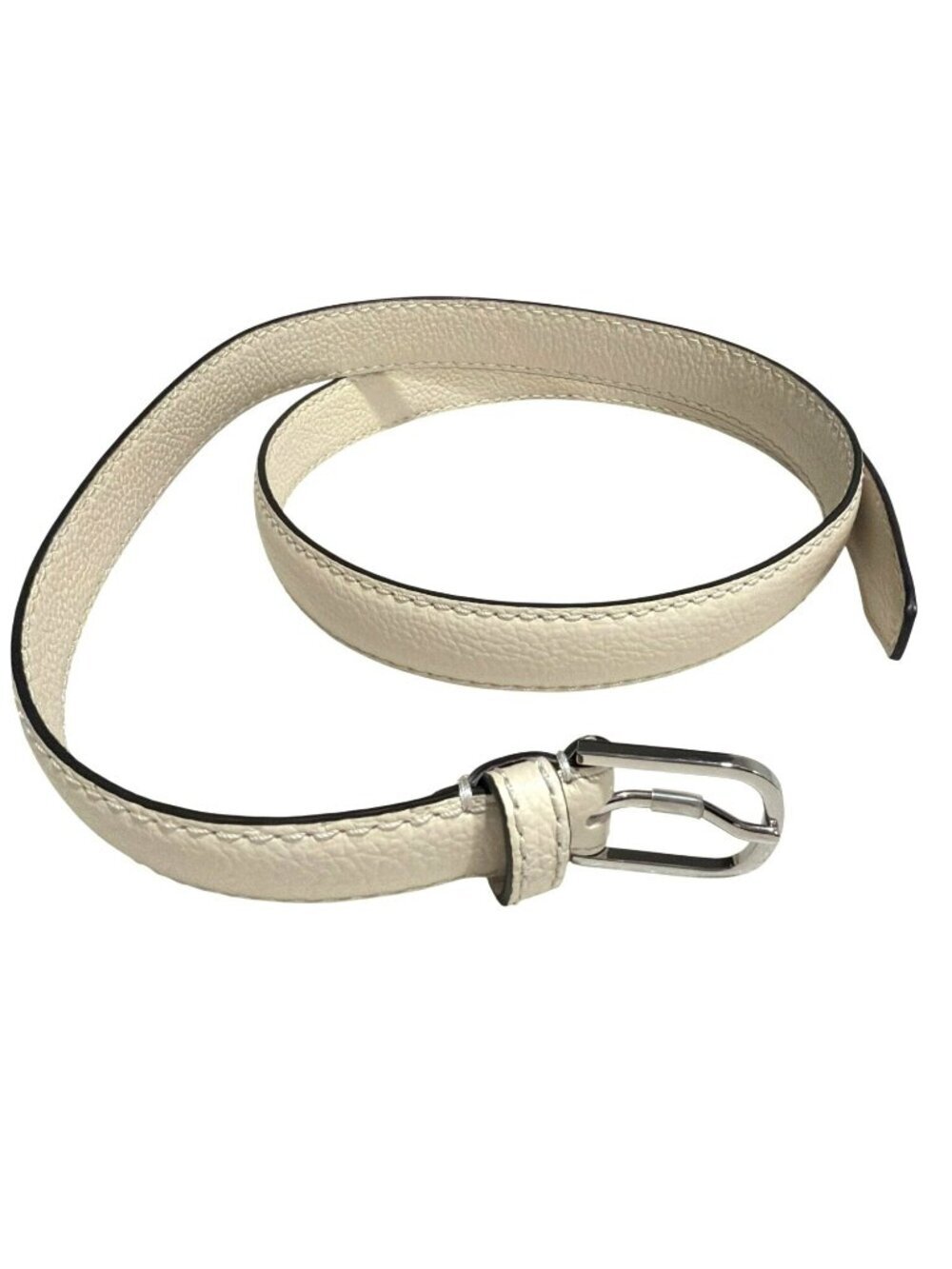 Toteme Belt Pebble Grain Leather In Milk White Size 90 Made In Italy